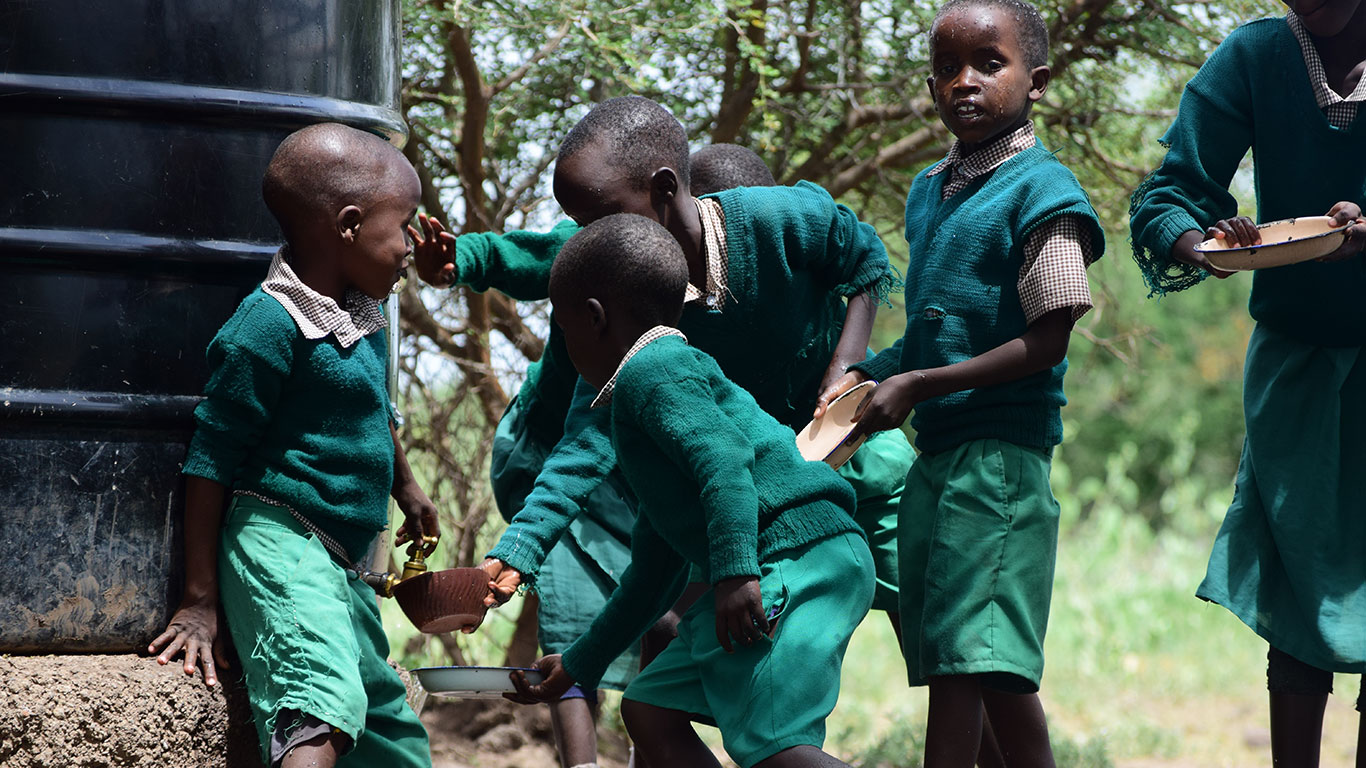 Students drinking water