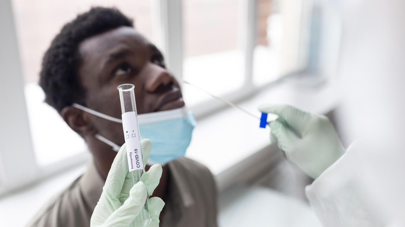 doctor taking coronavirus test sample