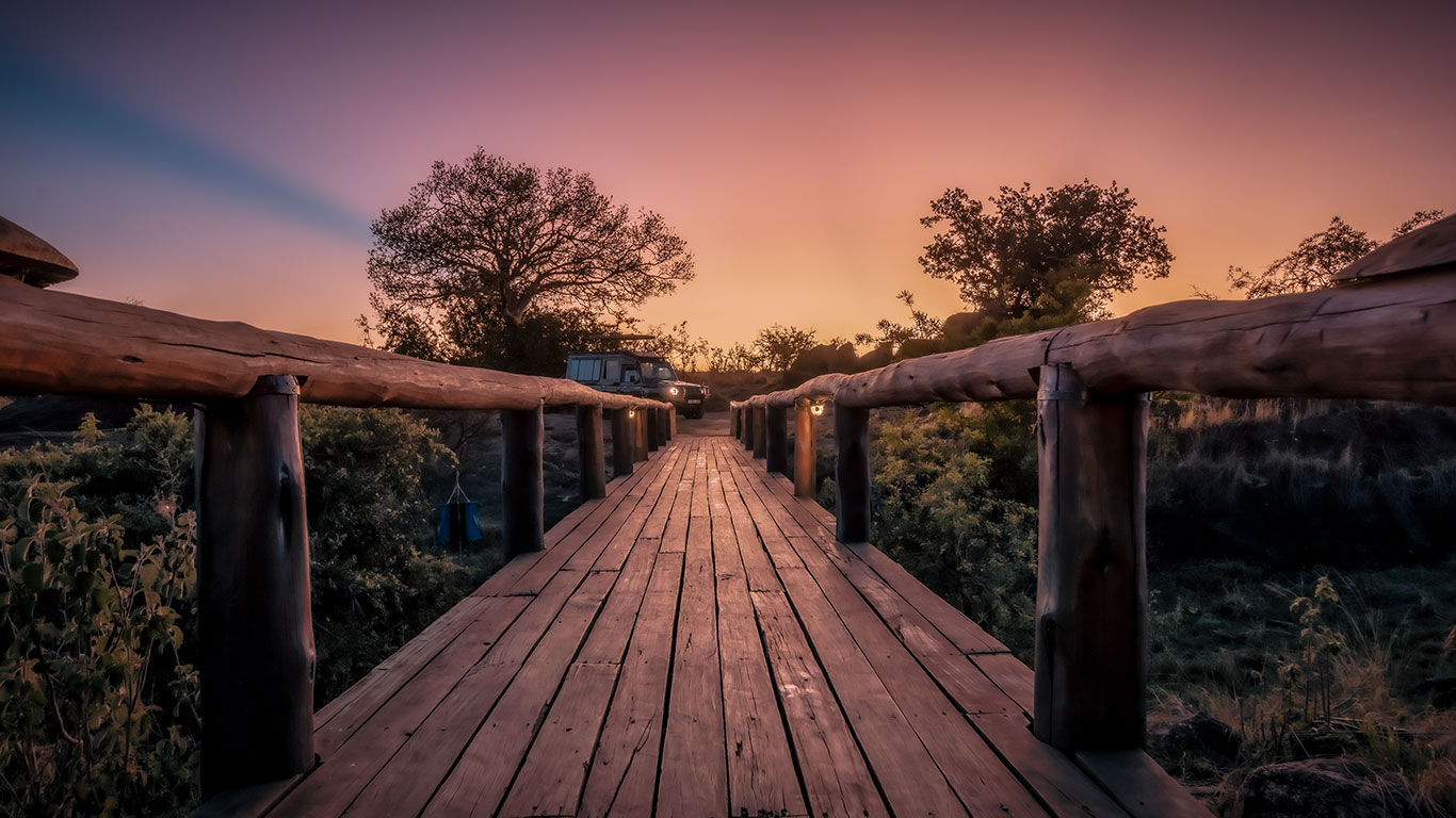 Migration Camp SafariCarWaitingatSunrise