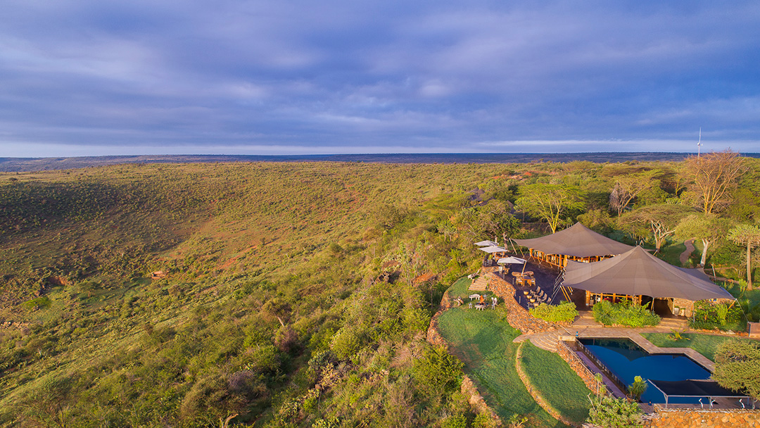 Elewana-Loisaba-Tented-Camp-aerial-view--Loisabas-picturesque-infinity-pool-c-Mario-Moreno